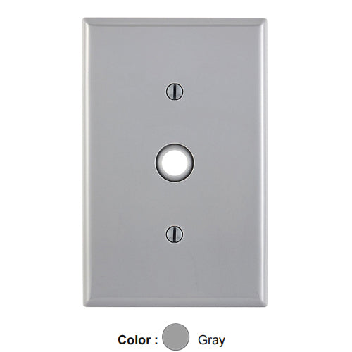 Leviton PJ11-GY, 1-Gang 0.406 Inch Hole Device Telephone/Cable Wallplate, Midway Size, Thermoplastic Nylon, Strap Mount, Gray, 2 Packs