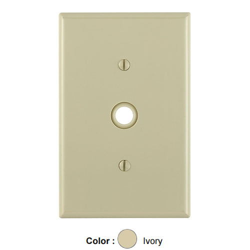 Leviton PJ11-I, 1-Gang 0.406 Inch Hole Device Telephone/Cable Wallplate, Midway Size, Thermoplastic Nylon, Strap Mount, Ivory, 2 Packs