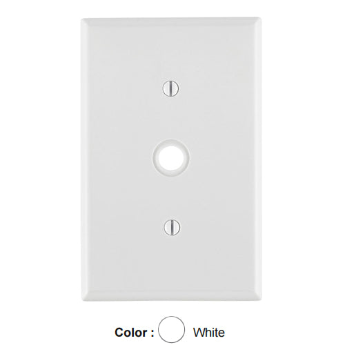 Leviton PJ11-W, 1-Gang 0.406 Inch Hole Device Telephone/Cable Wallplate, Midway Size, Thermoplastic Nylon, Strap Mount, White, 2 Packs