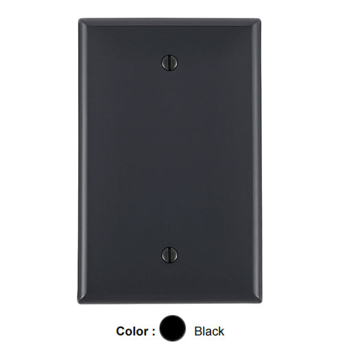 Leviton PJ13-E, 1-Gang No Device Blank Wallplate, Midway Size, Thermoplastic Nylon, Box Mount, Black, 2 Packs