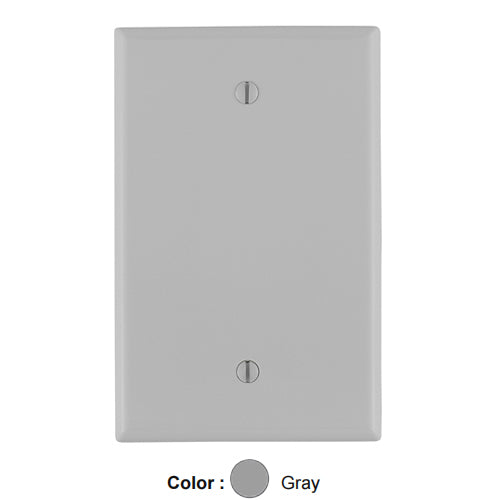 Leviton PJ13-GY, 1-Gang No Device Blank Wallplate, Midway Size, Thermoplastic Nylon, Box Mount, Gray, 2 Packs
