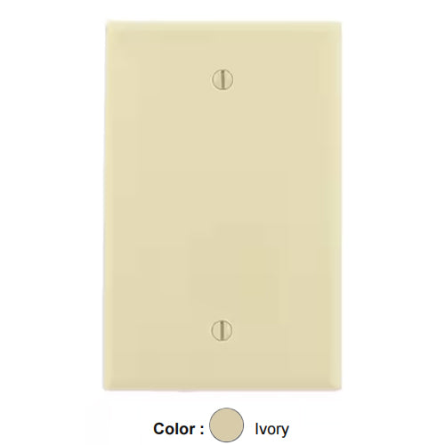 Leviton PJ13-I, 1-Gang No Device Blank Wallplate, Midway Size, Thermoplastic Nylon, Box Mount, Ivory, 2 Packs