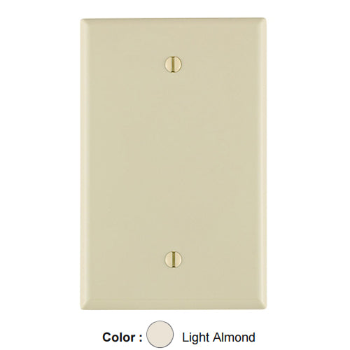 Leviton PJ13-T, 1-Gang No Device Blank Wallplate, Midway Size, Thermoplastic Nylon, Box Mount, Light Almond, 2 Packs
