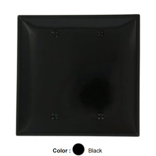 Leviton PJ23-E, 2-Gang No Device Blank Wallplate, Midway Size, Thermoplastic Nylon, Box Mount, Black