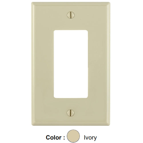 Leviton PJ26-I, 1-Gang Decora/GFCI Device Decora Wallplate, Midway Size, Thermoplastic Nylon, Device Mount, Ivory, 5 Packs