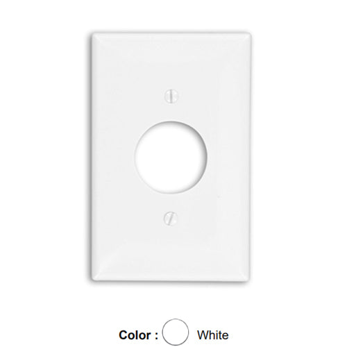 Leviton PJ7-W, 1-Gang Single 1.406 Inch Hole Device Receptacle Wallplate, Midway Size, Thermosplastic Nylon, White, 2 Packs