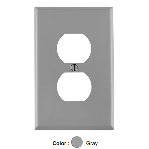 Leviton PJ8-GY, 1-Gang Duplex Device Receptacle Wallplate, Midway Size, Thermoplastic Nylon, Device Mount, Gray, 2 Packs