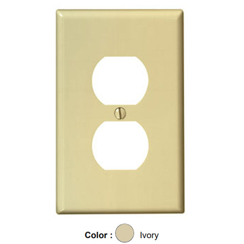 Leviton PJ8-I, 1-Gang Duplex Device Receptacle Wallplate, Midway Size, Thermoplastic Nylon, Device Mount, Ivory, 2 Packs