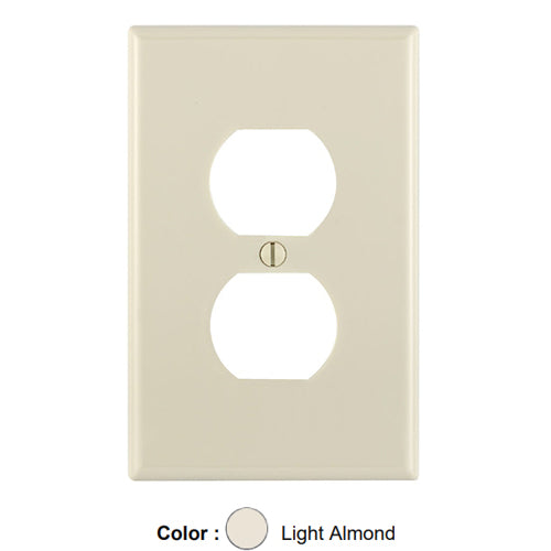 Leviton PJ8-T, 1-Gang Duplex Device Receptacle Wallplate, Midway Size, Thermoplastic Nylon, Device Mount, Light Almond, 2 Packs