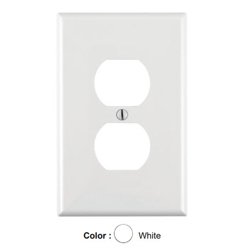 Leviton PJ8-W, 1-Gang Duplex Device Receptacle Wallplate, Midway Size, Thermoplastic Nylon, Device Mount, White, 2 Packs