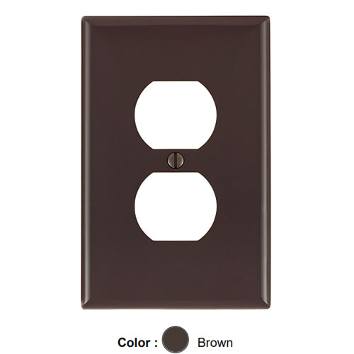 Leviton PJ8, 1-Gang Duplex Device Receptacle Wallplate, Midway Size, Thermoplastic Nylon, Device Mount, Brown, 2 Packs