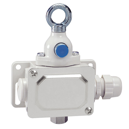 Lovato PLN131311, Rope-Pull Lever Limit Switch with Reset Button, For Emergency Stopping, ISO 13850 Compliant, Contacts 1NO+1NC, 60N Operating Force