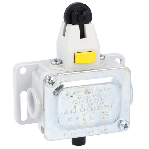 Lovato PLNA1RAG, Metal Limit Switch, PL Series, Latch and Manual Release, Top Roller Push Plunger, Contacts 1NC, IP40