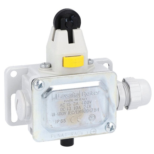 Lovato PLNA1RAGW, Metal Limit Switch, PL Series, Latch and Manual Release, Top Roller Push Plunger, Contacts 1NC, IP65