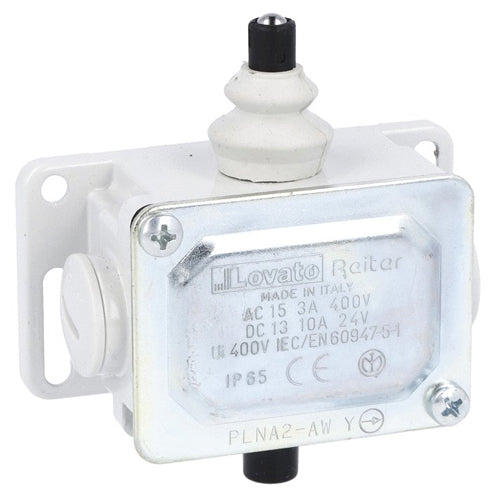 Lovato PLNA2AW, Metal Limit Switch, PL Series, Top Push Rod Plunger, Contacts 2NC, IP65