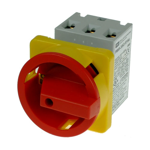 IMO PM69-3080-RY64, Front Panel Mount AC Disconnect, IP66, 3 Pole, 80A, Direct Red/Yellow 64mm Handle