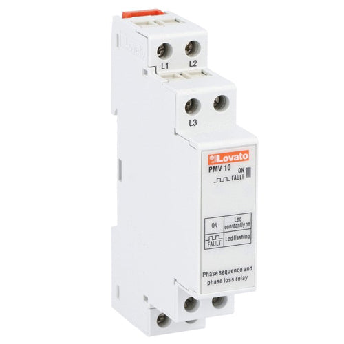 Lovato PMV10A440, Voltage Monitoring Relay for Three-Phase System, Without Neutral, Phase Loss and Incorrect Phase Sequence, Instantaneous Trip, 1 Module Housing, 208...480VAC 50/60Hz