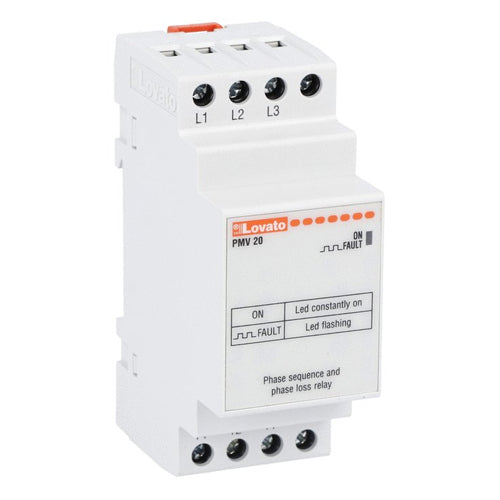 Lovato PMV20A575, Voltage Monitoring Realy For Three-Phase System, Without Neutral, Phase Loss and Incorrect Phase Sequence, 208...575VAC 50/60Hz