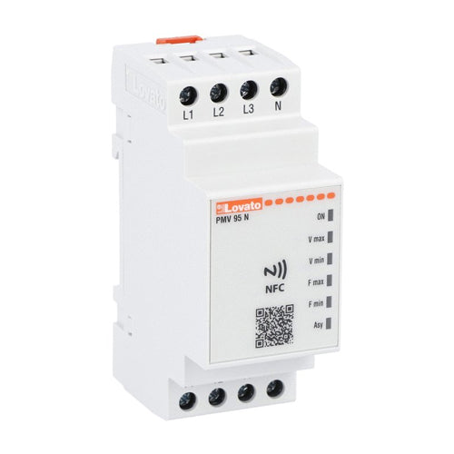 Lovato PMV95NA240NFC, Multifunction Voltage and Frequency Monitoring Relay For Three-Phase Systems With or Without Neutral With NFC Technology and App. 208...240VAC 50/60Hz