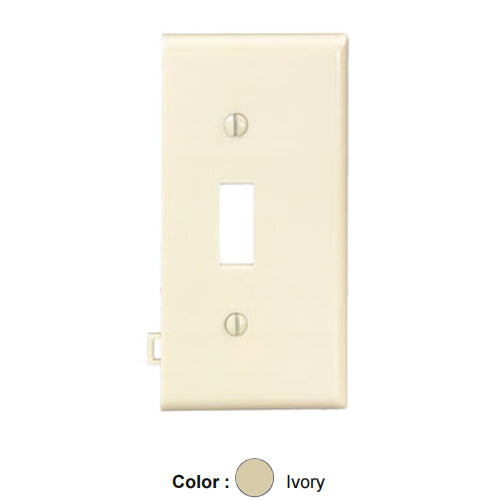 Leviton PSE1-I, 1-Gang Toggle Switch Wallplate, Sectional, Thermoplastic Nylon, Device Mount, End Panel, Ivory, 2 Packs