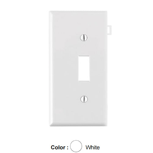 Leviton PSE1-W, 1-Gang Toggle Switch Wallplate, Sectional, Thermoplastic Nylon, Device Mount, End Panel, White, 2 Packs