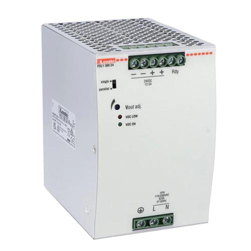 Lovato PSL130024, DIN Rail Mount Switching Power Supply, Single Phase, 115-230VAC Input, 24VDC 12.5A 300W Output