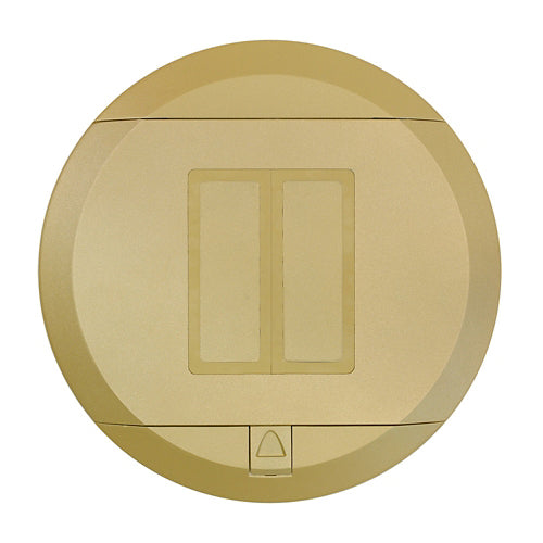 Leviton PT526-B, 2-Gang Decora ''Door-in-Door'' Floor Cover, For Use with Leviton 5'' Poke Through Floor Box (PT500) Only, Brass