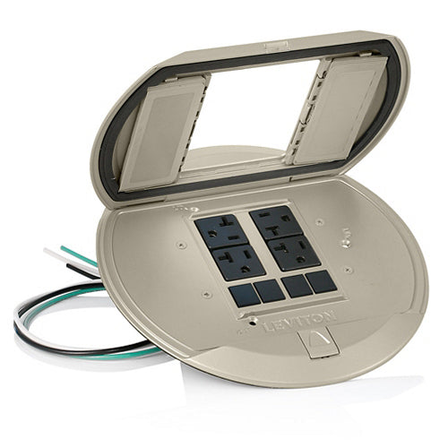 Leviton PT544-2N, Pre-Wired ''Door-in-Door'' Floor Cover, For Use with Leviton 5'' Poke Through Floor Box (PT500) Only, Nickel