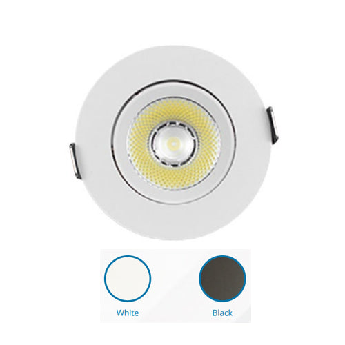 Ortech PUK M3G-BK, 3" LED Gimbal Puck Light, 3W, 12VDC, 300LM, 3000K Warm White, 21° Beam Angle, Dimmable, Black Trim