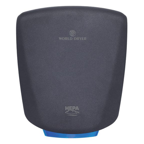 World Dryer Q-962A2, HEPA-Filtered VERDEdri High-Speed ADA Compliant Hand Dryer, 110-120/208/220-277V, Automatic Operation, Surface Mounted, Die Cast Aluminum, Graphite