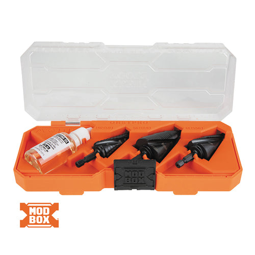 Klein Tools QRSTSPRO, Premium Electrician's Quick Release Step Bit Set, 3 Piece