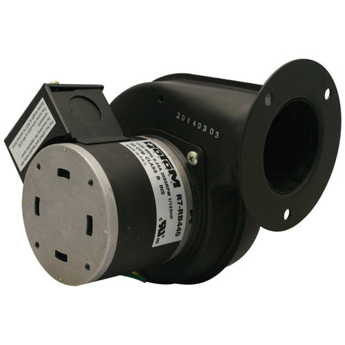 Rotom R7-RB440, 3.3'' Direct Drive Exhaust Blower, PSC Type, 50 CFM, 1/125 HP, 115 Volts, 0.25 Amps, 1/3080 Spd/RPM, CW Rotation, Ball Bearing, 1MFD Capacitor