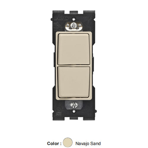 Leviton RE634-NS, Renu Combination Switch for Single Pole Applications, 15A 120/277VAC, Navajo Sand