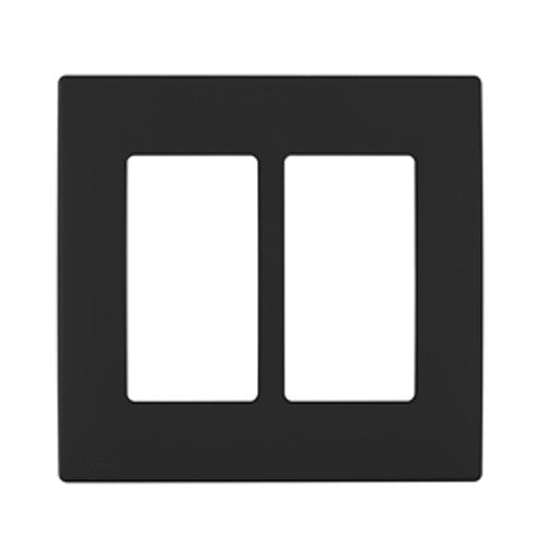 Leviton REWP2-OB, Renu 2-Gang Screwless Snap-On Wallplate, Onyx Black