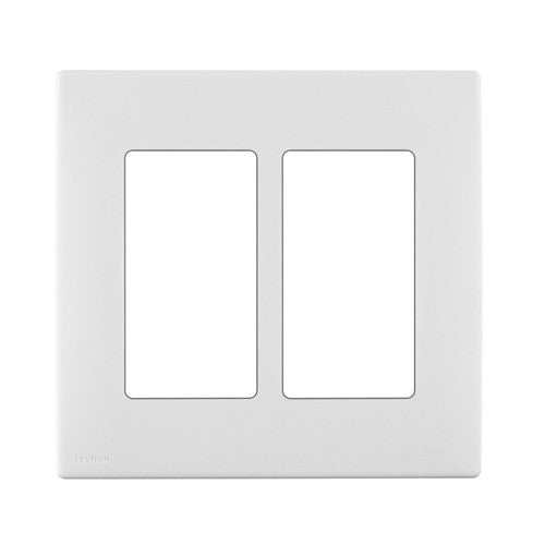Leviton REWP2-WW, Renu 2-Gang Screwless Snap-On Wallplate, White on White
