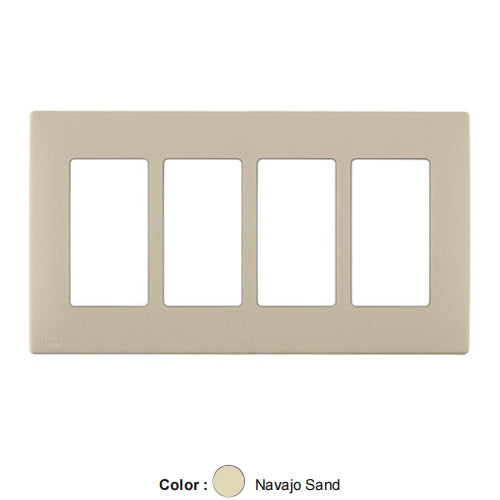 Leviton REWP4-NS, Renu 4-Gang Screwless Snap-On Wallplate, Navajo Sand