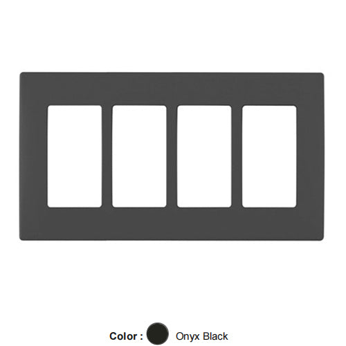 Leviton REWP4-OB, Renu 4-Gang Screwless Snap-On Wallplate, Onyx Black