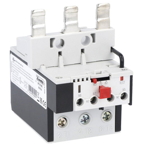 Lovato RF110110, Thermal Overload Relay, Phase Failure/Single Phase Sensitive, Three Poles (Three Phase), Manual Resetting, Direct Mounting on BF95-BF150 Contactors, Adjustment Range 90...110A