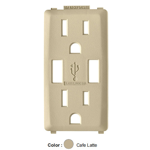 Leviton RKAA1-CA, Color Change Kit for Renu 15A USB Charger/Tamper-Resistant Receptacle, Café Latte, 2 Packs