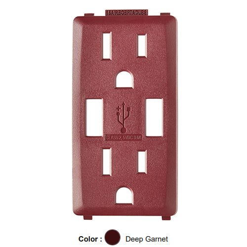Leviton RKAA1-DG, Color Change Kit for Renu 15A USB  Charger/Tamper-Resistant Receptacle, Deep Garnet, 2 Packs