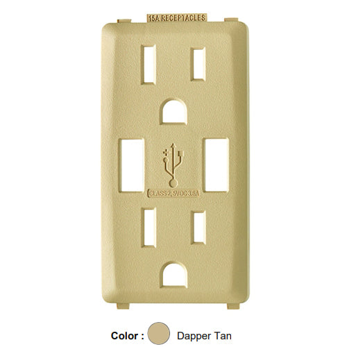 Leviton RKAA1-DT, Color Change Kit for Renu 15A USB Charger/Tamper-Resistant Receptacle, Dapper Tan, 2 Packs