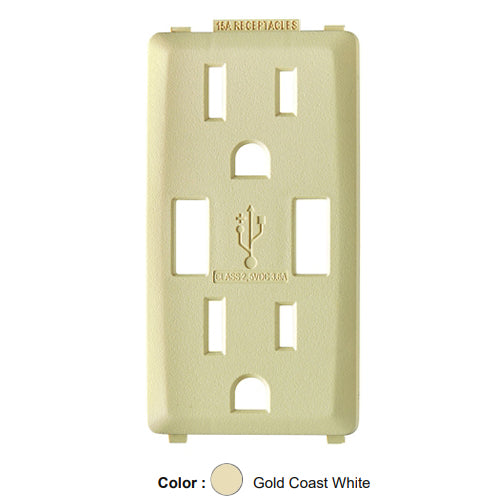 Leviton RKAA1-GC, Color Change Kit for Renu 15A USB Charger/Tamper-Resistant Receptacle, Gold Coast White, 2 Packs