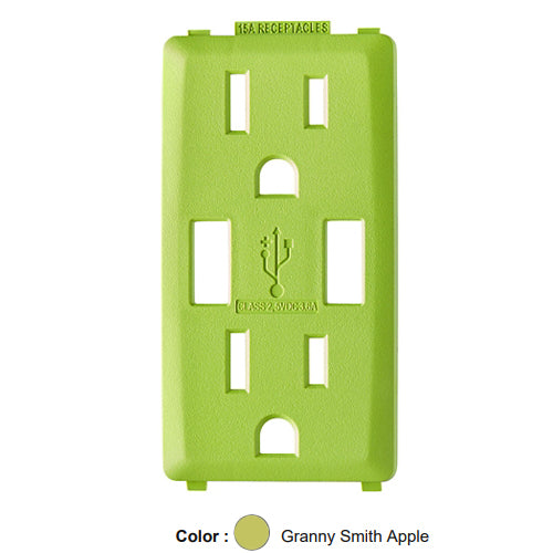 Leviton RKAA1-GS, Color Change Kit for Renu 15A USB Charger/Tamper-Resistant Receptacle, Granny Smith Apple, 2 Packs