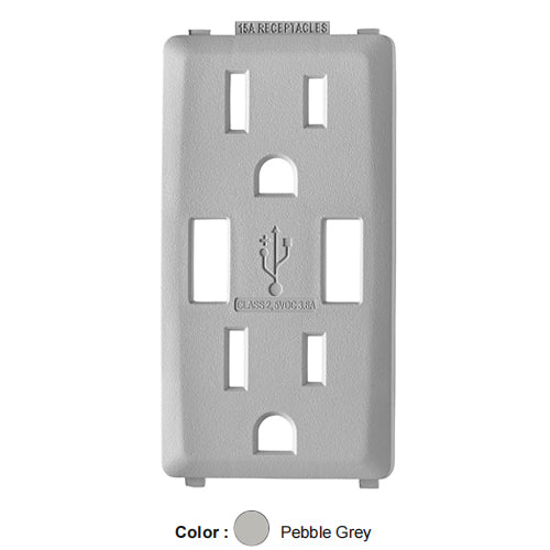 Leviton RKAA1-PG, Color Change Kit for Renu 15A USB Charger/Tamper-Resistant Receptacle, Pebble Grey, 2 Packs