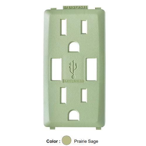 Leviton RKAA1-PS, Color Change Kit for Renu 15A USB Charger/Tamper-Resistant Receptacle, Prairie Sage, 2 Packs