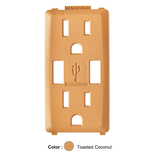 Leviton RKAA1-TC, Color Change Kit for Renu 15A USB Charger/Tamper-Resistant Receptacle, Toasted Coconut, 2 Packs