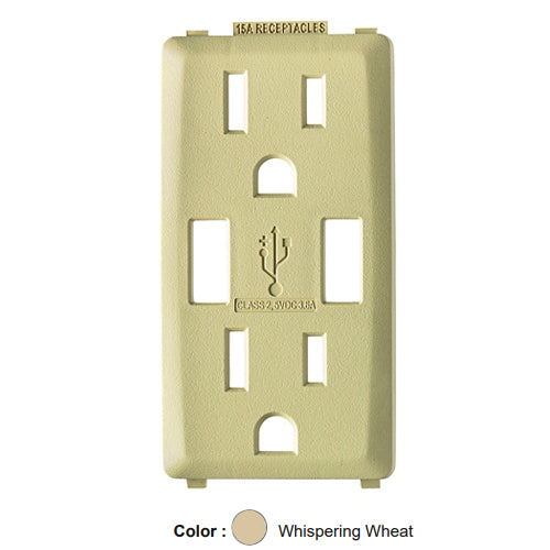 Leviton RKAA1-WG, Color Change Kit for Renu 15A USB Charger/Tamper-Resistant Receptacle, Whispering Wheat, 2 Packs