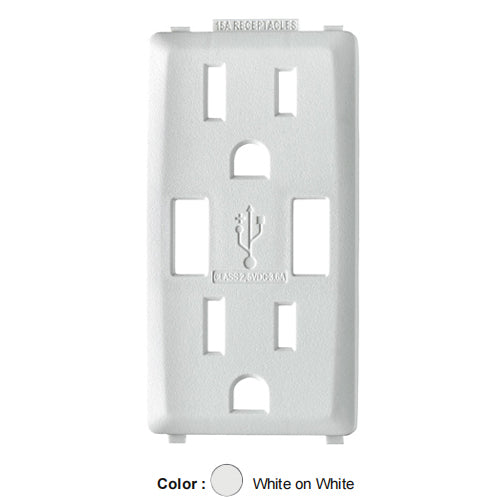 Leviton RKAA1-WW, Color Change Kit for Renu 15A USB Charger/Tamper-Resistant Receptacle, White on White, 2 Packs