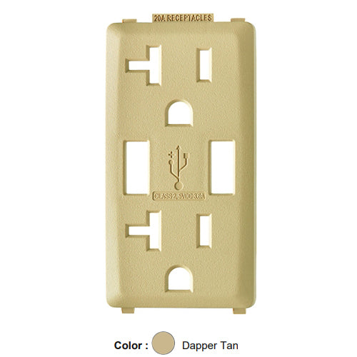 Leviton RKAA2-DT, Color Change Kit for Renu 20A USB Charger/Tamper-Resistant Receptacle, Dapper Tan, 2 Packs