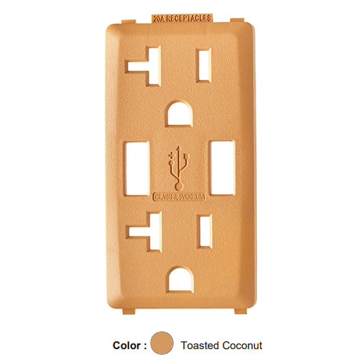Leviton RKAA2-TC, Color Change Kit for Renu 20A USB Charger/Tamper-Resistant Receptacle, Toasted Coconut, 2 Packs